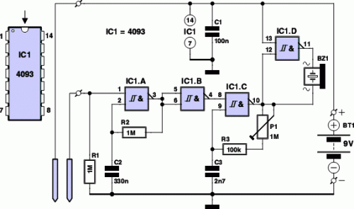 Water Alarm Circuit Diagram-Circuit diagram