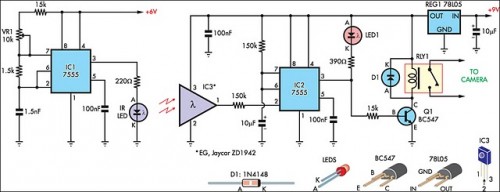 Beam-break Detector For Camera Shutter or Flash Control-Circuit diagram