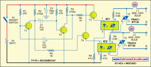 Portable Lamp Flasher-Circuit diagram