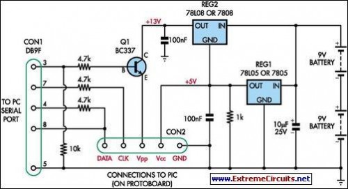 Simple Universal PIC Programmer-Circuit diagram