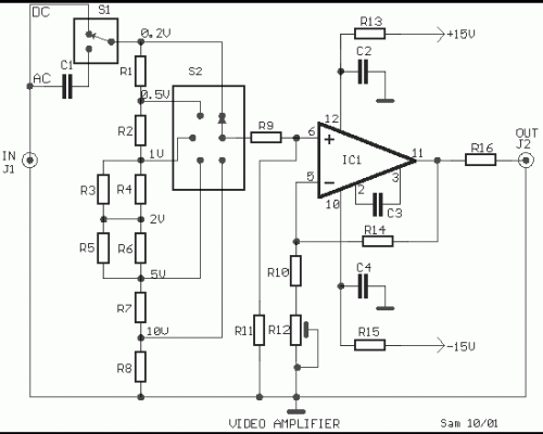 How to build Video amplifier 1 - circuit diagram